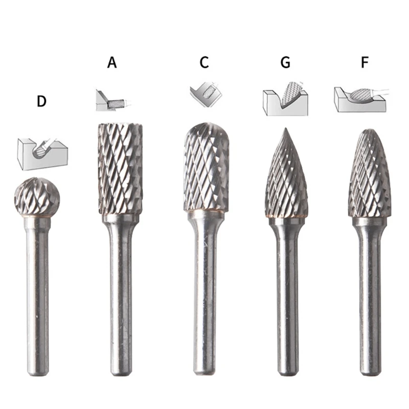 

5 Pcs Electric Drill Tungsten Steel Grinding Head Tungsten Carbide Bur Set Mini Diamond Tip Bur Material Tungsten Alloy