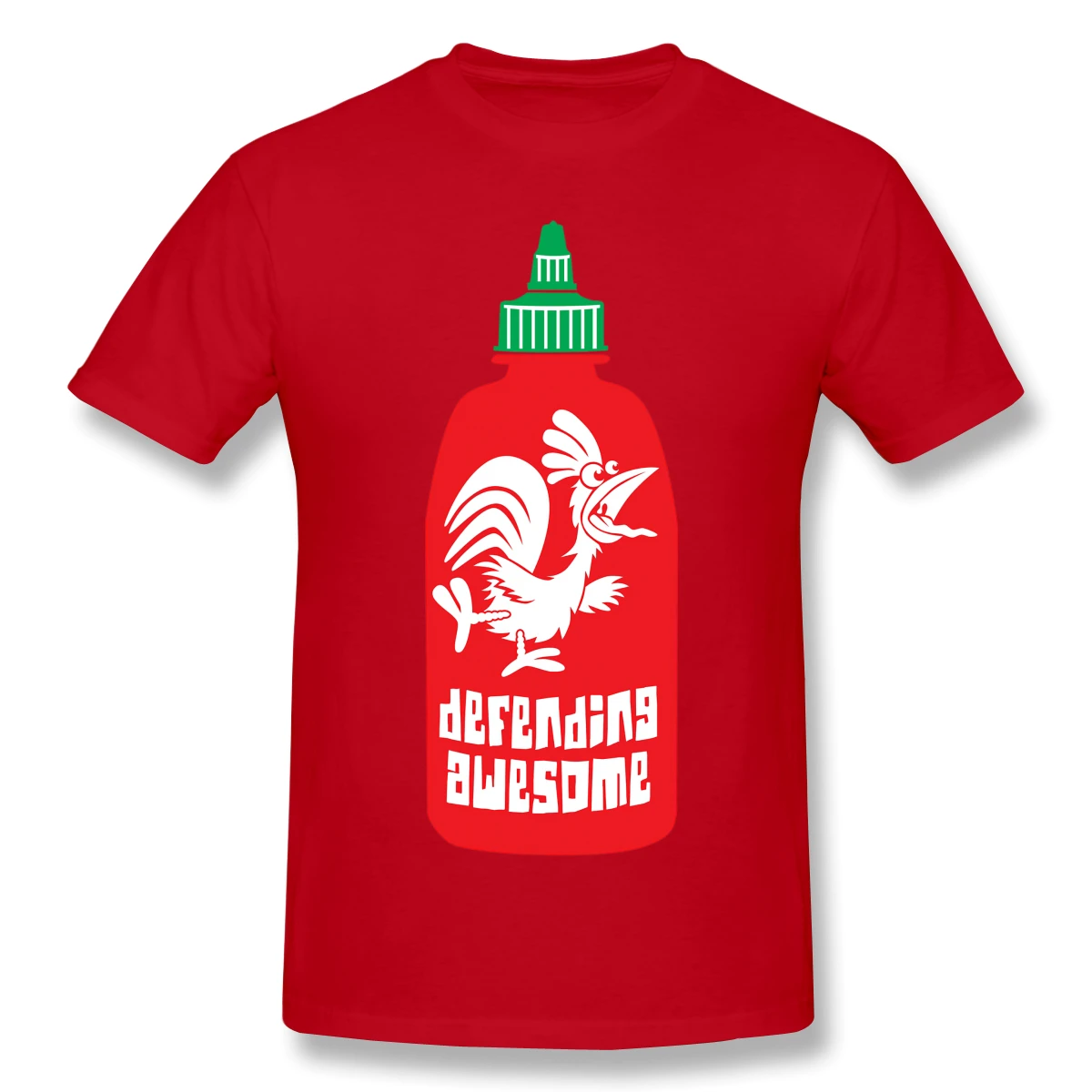 

Defending Awesome Sirachas Hot Sauce Men's Basic Short Sleeve T-Shirt Novelty R338 T-shirts Eur Size