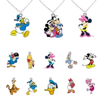 disney funny donald duck with friends pattern cartoon pendant necklace epoxy resin for girls jewelry temperament fashion xds344