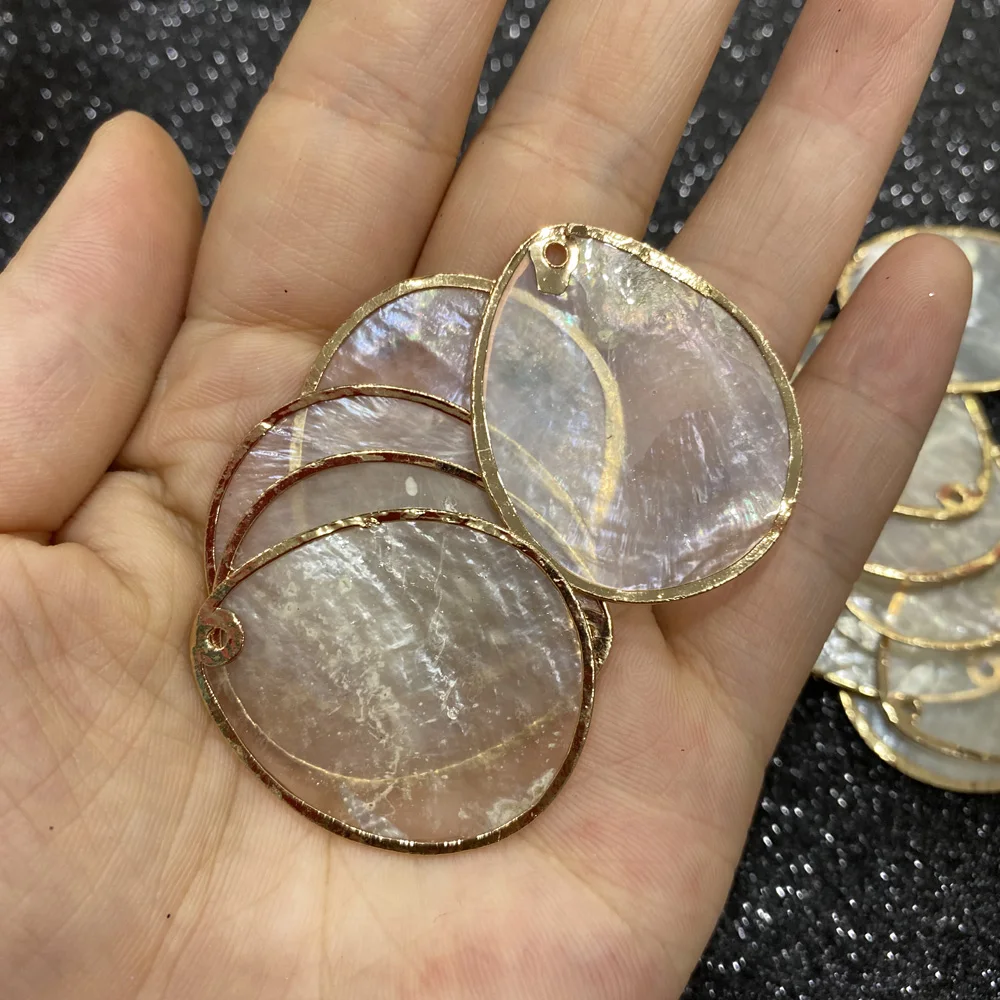

1pcs Natural Mirror Shell Pendant Water Drop Shape Mother of Pearl Charms Pendants For Jewelry Making Earring Necklace 30x36mm
