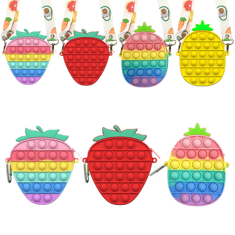 

Anti-Stress Mini Bubble Push Purse Wallet Bag Kid Adult Decompression Press Storage Bag Family Sensory Toy With Lanyard