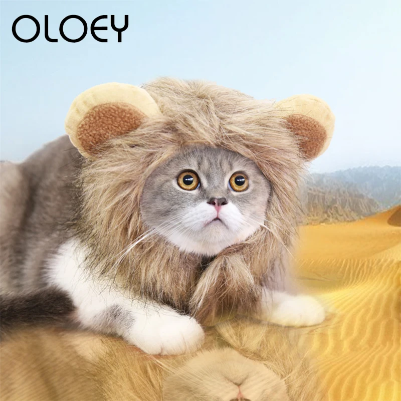 Забавный костюм для домашних животных кошек парик Лев грива шапка головной убор