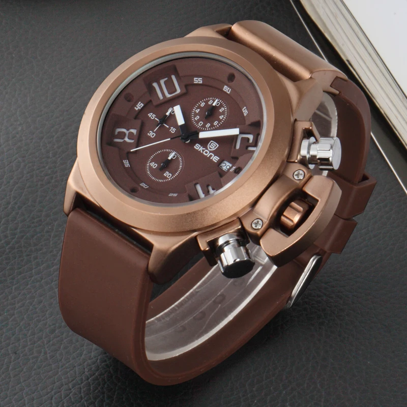 SKONE мужские военные часы с большим циферблатом и короной спортивные роскошные