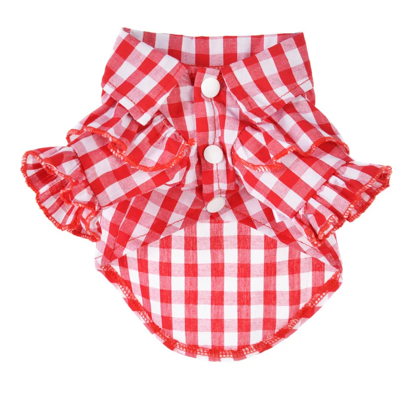 Клетчатая Одежда для собак дышащая одежда щенков маленьких средних чихуахуа
