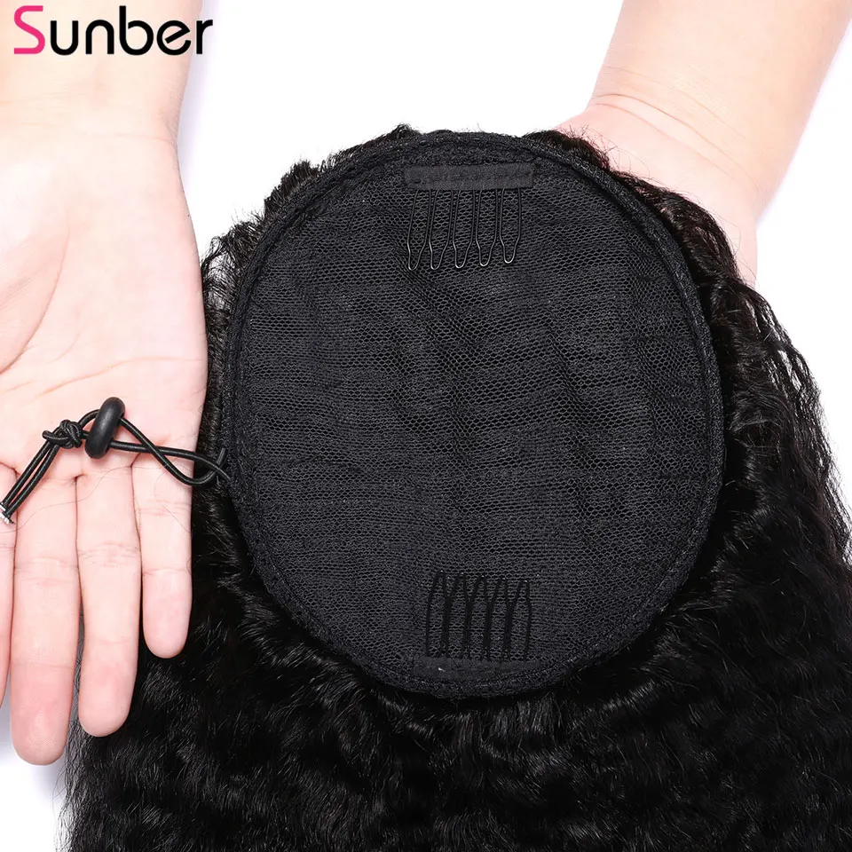 Sunber волосы бразильские кудрявые прямые конский хвост наращивание волос 10-24