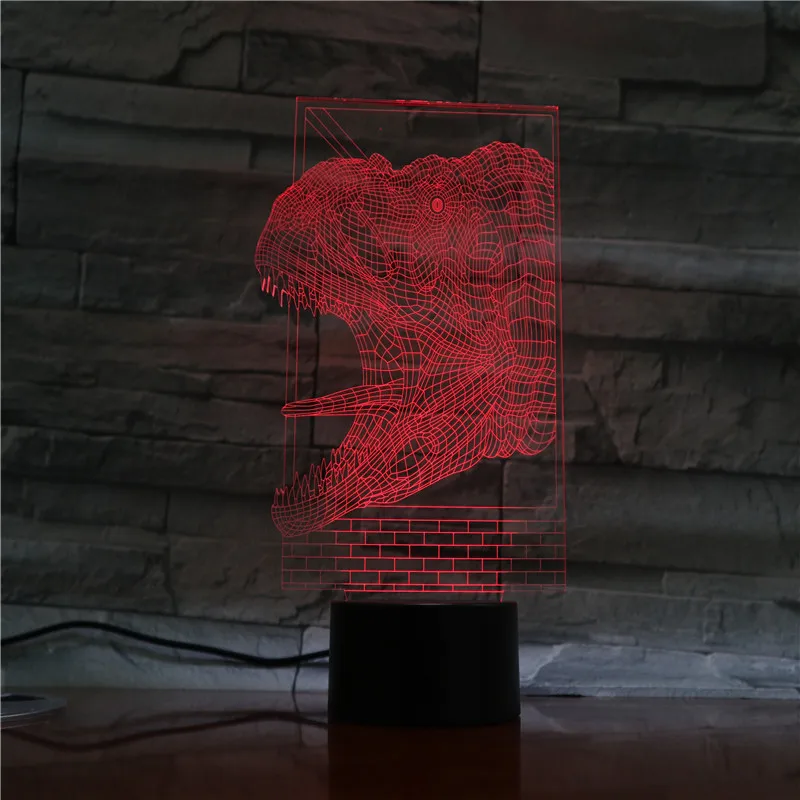 Hot 3D LED Lamp Illusion Night Light Novelty Dinosaur Head Lights USB luminaria Multicolor Creative Friends Kids Birth Gift 1339 | Освещение