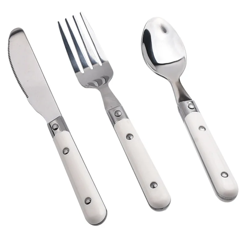 

For Kitchen Cutlery Set Tableware European Stainless Steel Dinnerware Home White Handle Silver Western Steak Knife Fork Spoon