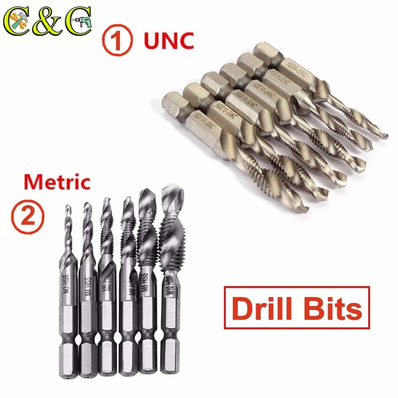 Набор сверл из быстрорежущей стали с зенкером 6 шт. 1/4 &quot шестигранный хвостовик