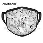 Шарф-маска для лица, многоразовый, с забавным принтом, черные собаки, белые далматинцы, 101