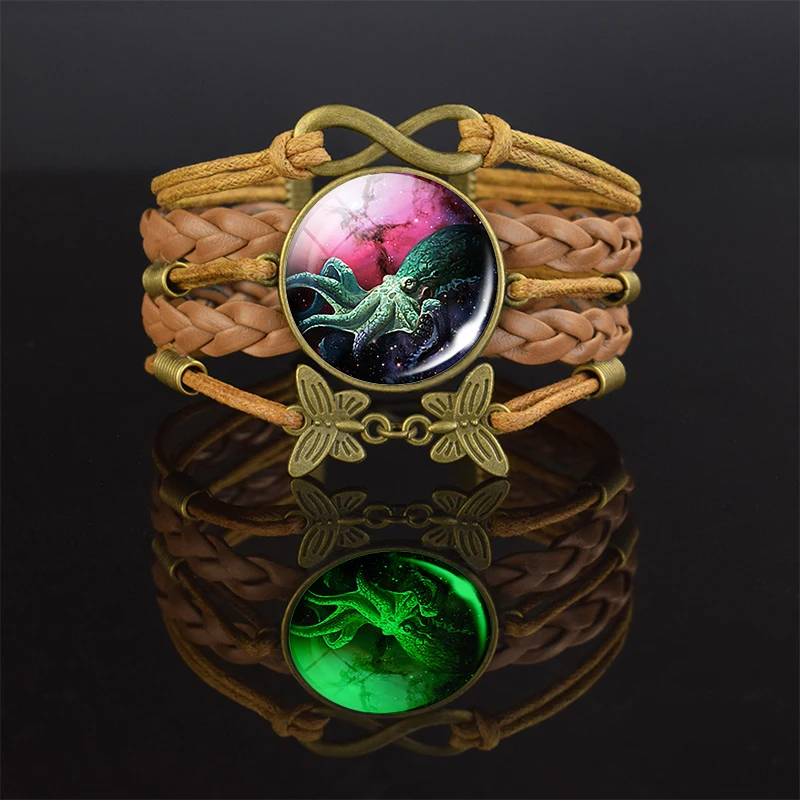 Браслет на запястье Esspoc с уникальным дизайном светящийся осьминог фото-стекло