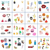3 14 pieces set of rock music building blocks food animal plant shoes body organ ice cream fruit toy cheap brooch lapel pins