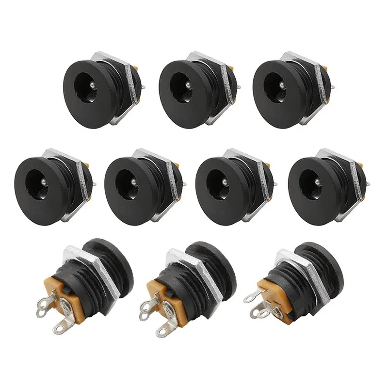10Pcs DC-022 5.5mm x 2.1mm DC Power Female Socket Connector 5.5*2.1mm Jack Panel Mounting Interface Supply Plug Adapter | Обустройство