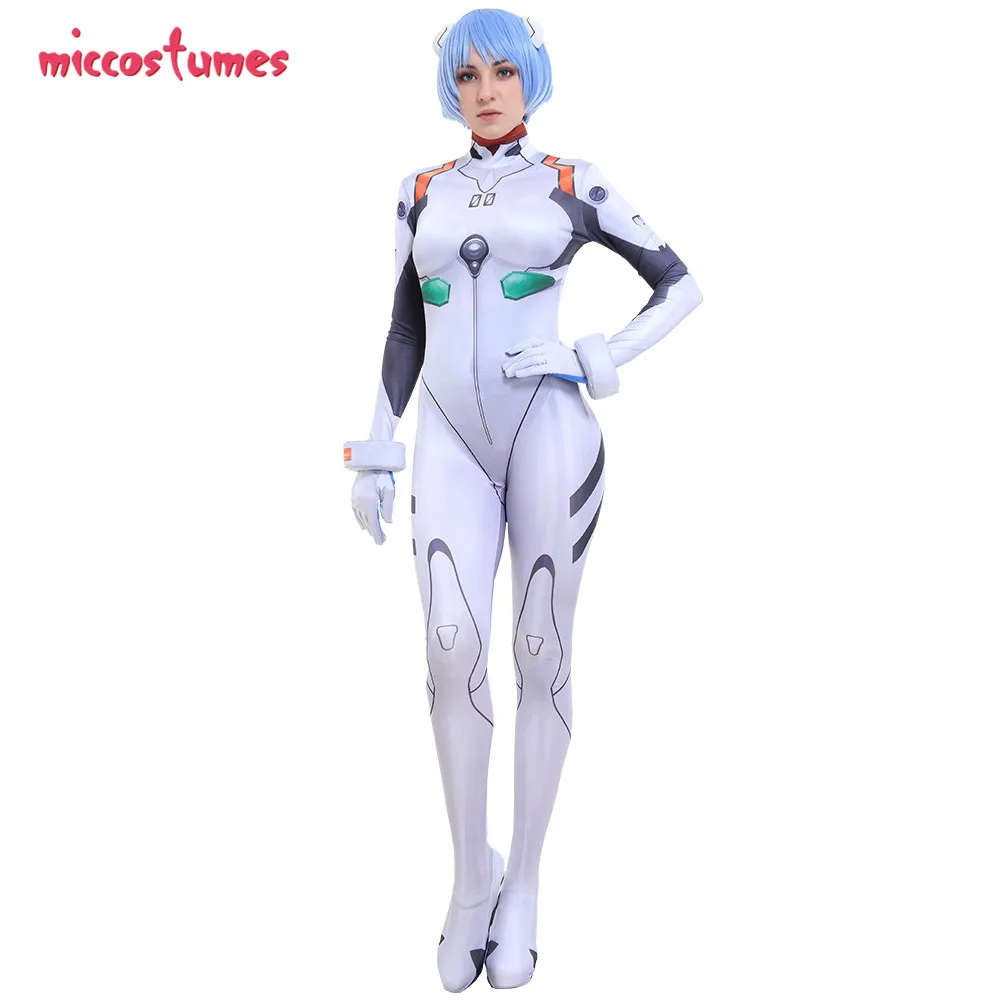 EVA Rei Ayanami Cosplay Costume 3D Printed White Bodysuit Jumpsuit for Halloween image 2