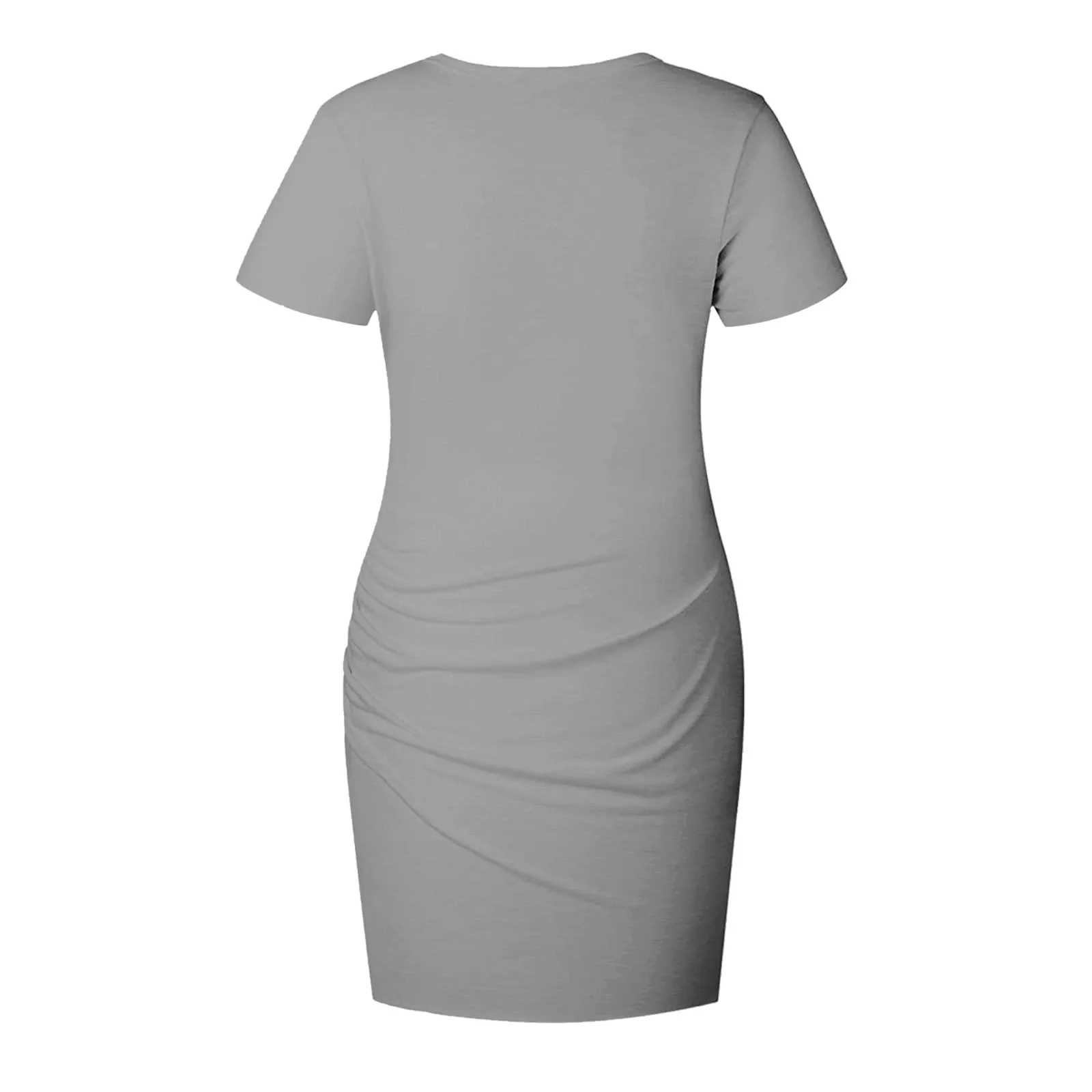 

Solid Color Dress Women's Casual Crewneck Short Sleeve Ruched Stretchy Short Mini Dress Daily Wear Dresses Robe Chemise