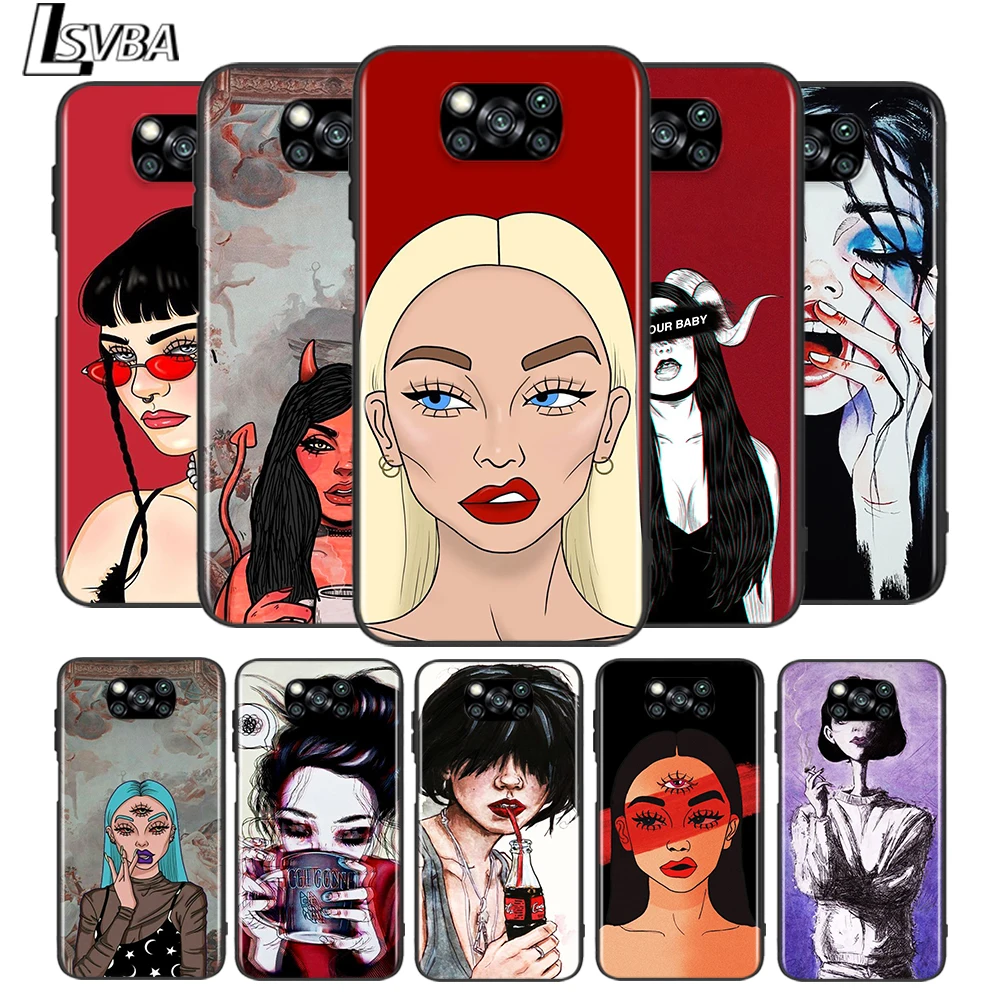 

Sexy Devil Woman Cool for Xiaomi Poco X3 NFC X2 M3 M2 F2 Pro C3 F1 A2 Lite A1 Mix3 Play Silicone Soft Black Phone Case