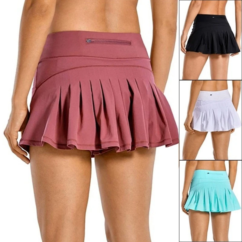 

Yoga Women's Quick-Dry Athletic Tennis Skirts Volleyball Shorts Mid-Waisted Pleated Skirts Sports Skorts