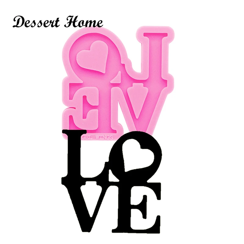 DY0284 Сделай Сам блестящая любовь форма эпоксидная смола LOVE with брелок с