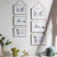 67 inch photo frame wall hanging picture holder three wooden connected combination clips decorative paper nail for living room