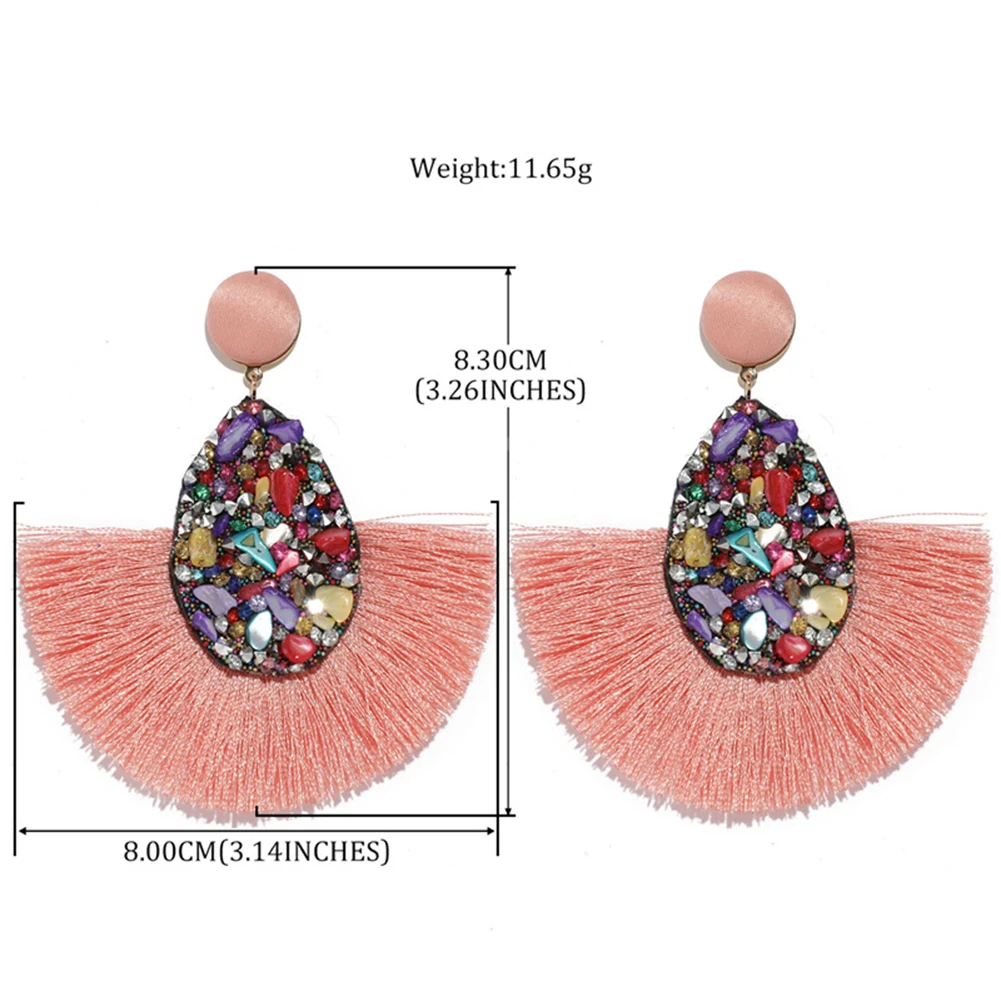 

Bohemian Colored cotton Tassel Earrings Pagoda fan Dangling Earrings Eardrop Female Kolczyki Shell pearl net flower