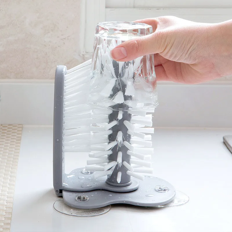 Креативная стеклянная щетка для чистки чашек вина раковины на присоске