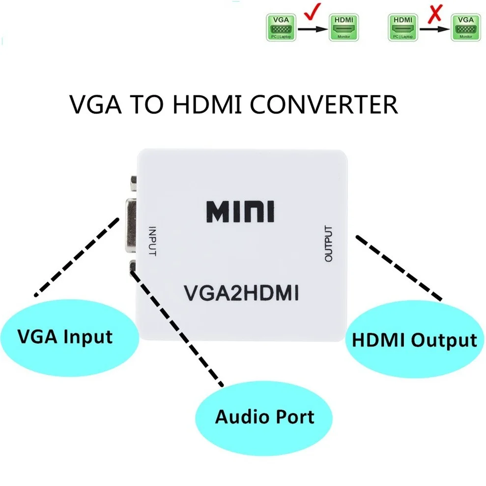 Фото TQQLSS портативный мини-преобразователь VGA-HDMI-совместимый VGA2HDMI видео бокс аудио TQQLSS портативный мини-преобразователь VGA-HDMI-совместимый VGA2HDMI видео бокс аудио