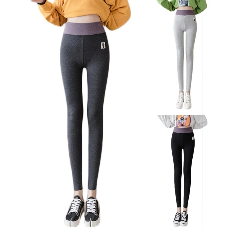 

Women Autumn Winter High Waist Stretch Leggings Faux Fleece Lined Warm Tights Pantyhose Thick Velvet Thermal Skinny Ankle Pants
