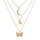 Темпераментная многослойная подвеска Стразы с бабочкой ожерелье ювелирные изделия аксессуары