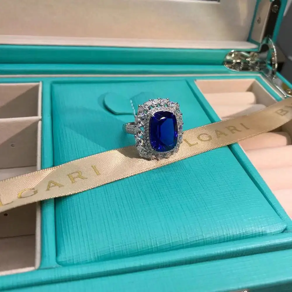 WUIHA 925 пробы Silver 3EX обручальное кольцо 10 CT VVS с сапфировым покрытием муассанитом -