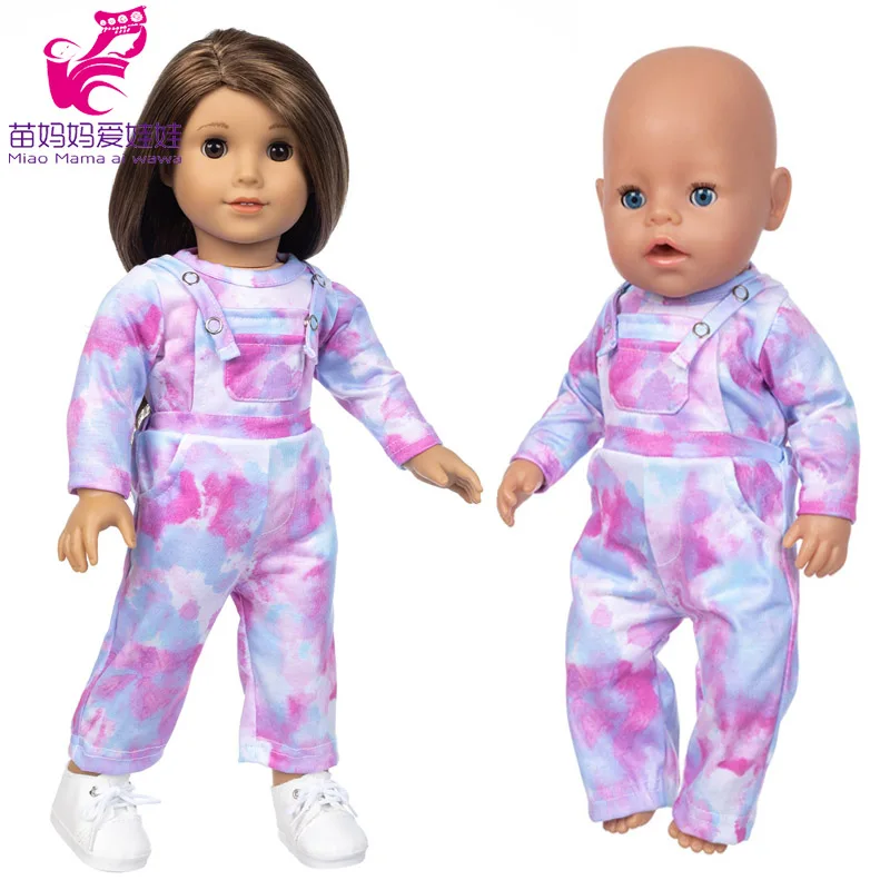 

Baby Doll Clothes Tie Dye Shirt Jeans Pants 18Inch Girl Doll Clothes Outwear Tassel Jeans Jacket Children Girl Gifts