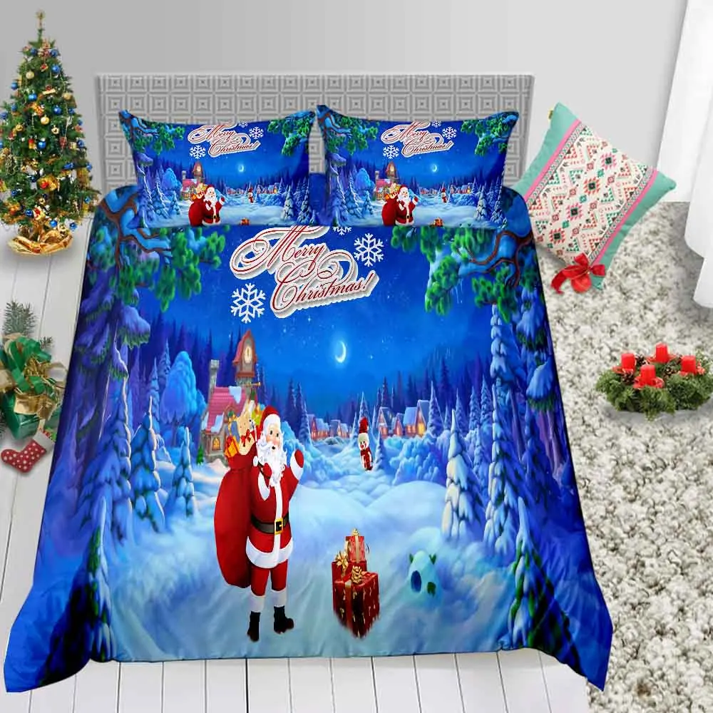 Рождественский Комплект постельного белья большого размера пододеяльник с 3D