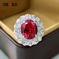 oevas 100 925 sterling silver ruby sapphire royal engagement rings for women sparkling high carbon diamond party fine jewelry
