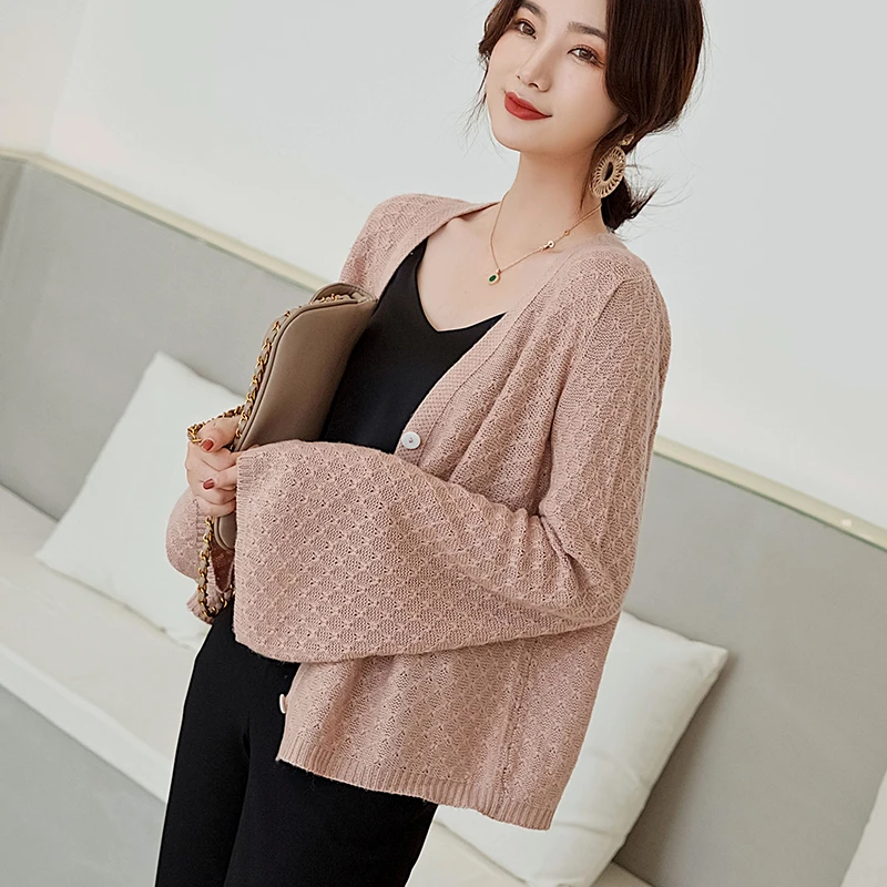 Женский кашемировый кардиган трикотажный в европейском стиле Весна Осень 100%| |