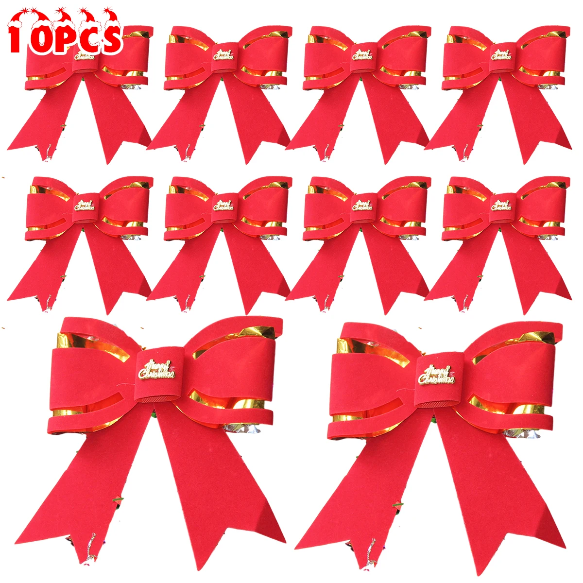 Вечерние украшения с бантиком Подарок на Рождество Красная флокированная