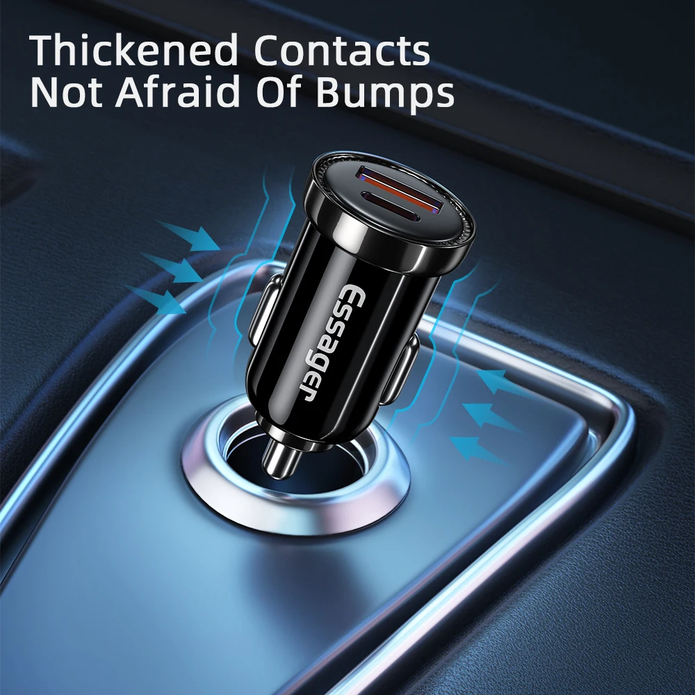 essager usb car charger usb type c quick charge qc 3 0 qc3 0 for iphone 12 pro max xiaomi fast charging charger for phone in car free global shipping