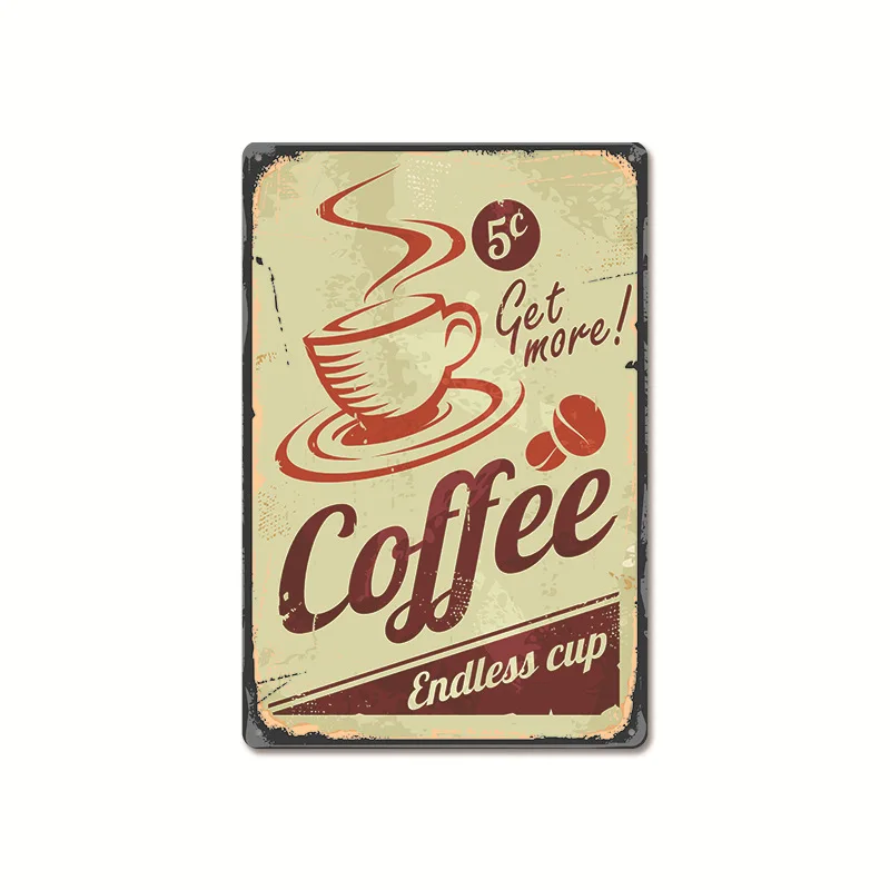 

Fresh Coffee Signs Classic Iron Plaques Art Plate Poster Retro Metal Tin Sign Cafe Coffee Shop Wall Stickers Decorative Painting