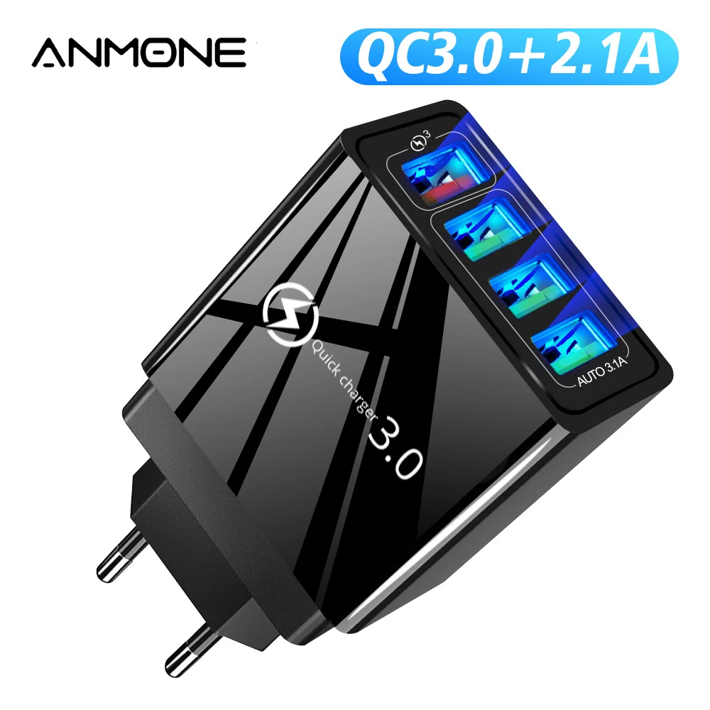 ANMONE 4 порта адаптер QC 3 0 Быстрая зарядка штепсельная вилка ЕС настенный мобильный