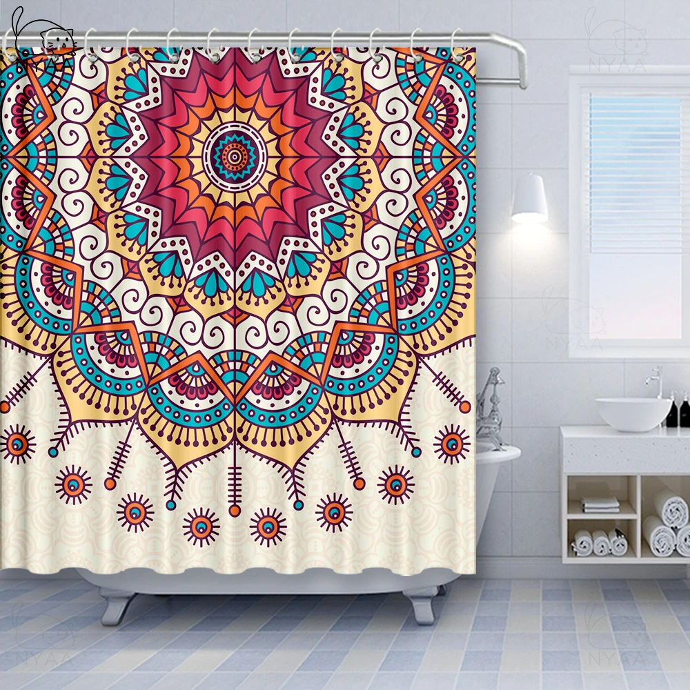 Vixm хна занавески для душа дамаста Вдохновленный границы дизайн фольклорные Mehendi