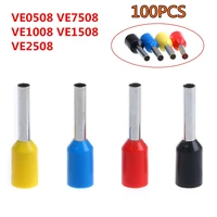 100pcs insulated connector terminal crimp terminator cold pressed insulated termina wire connect ve0508 7508 1008 1508 2508