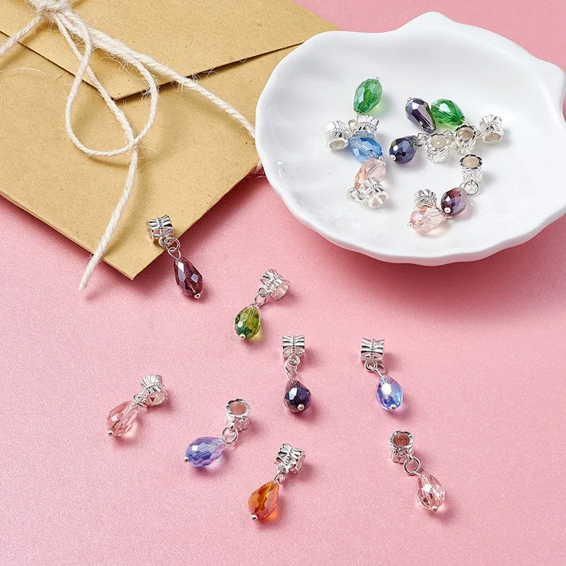 

100 шт смешанных цветов Висячие европейские Висячие бусины из сплава латуни и стекла Подвески для самостоятельного изготовления ювелирных и...