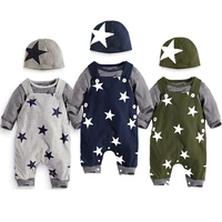newborn baby clothing set for boys girls winter suit set hatlong striped tshirtoverall suit casual children boy clothes outfit