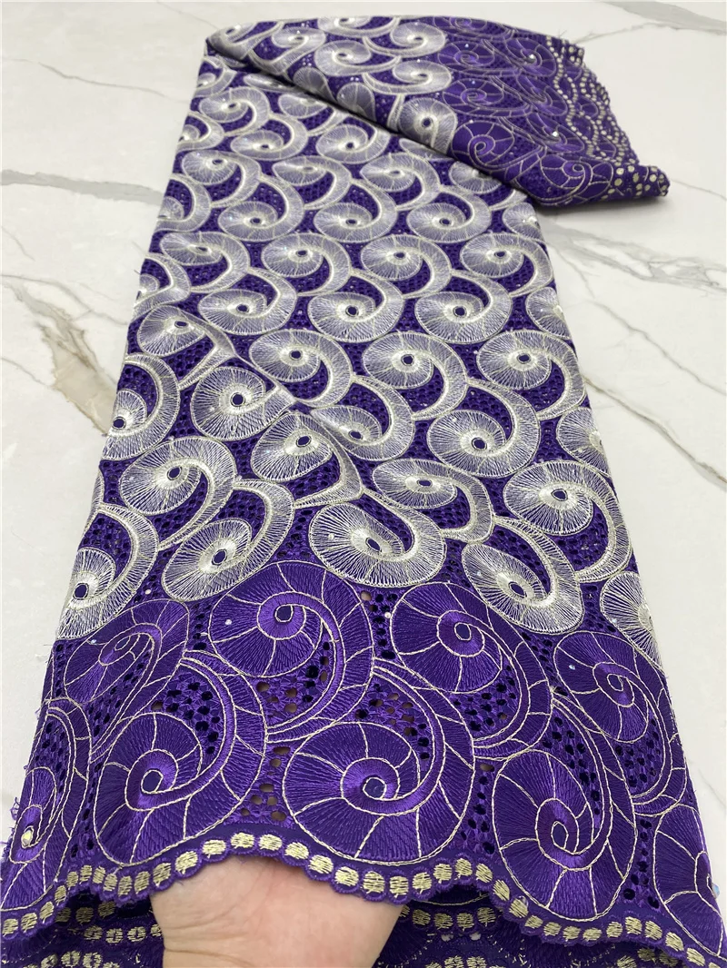 

PGC African Swiss Voile Lace Fabric 5 Yards Nigerian Cotton Lace Fabric 2021 High Quality For Diy Sew Party Wedding YA4565B-3