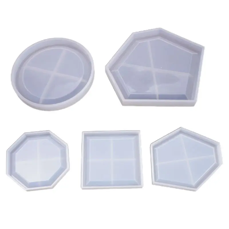 

5Pcs/Set Resin Crystal Epoxy Mold Geometric Shape Coaster Casting Silicone Mould DIY Crafts Pendant Jewelry Making Tools
