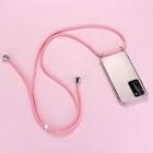 Роскошный силиконовый чехол со шнурком для телефона Huawei P40 P30 P20 P10 Lite Honor 30 20 9X, милый Ультратонкий чехол с ожерельем и веревкой