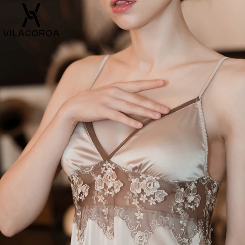 Шифоновая атласная пикантная вышивка Camisola Женская одежда для сна на бретельках с