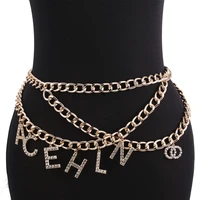 pearl letter bohemian belts waist chain body chain for women letter pendant belly chain waist chain sexy fashion jewelry gifts