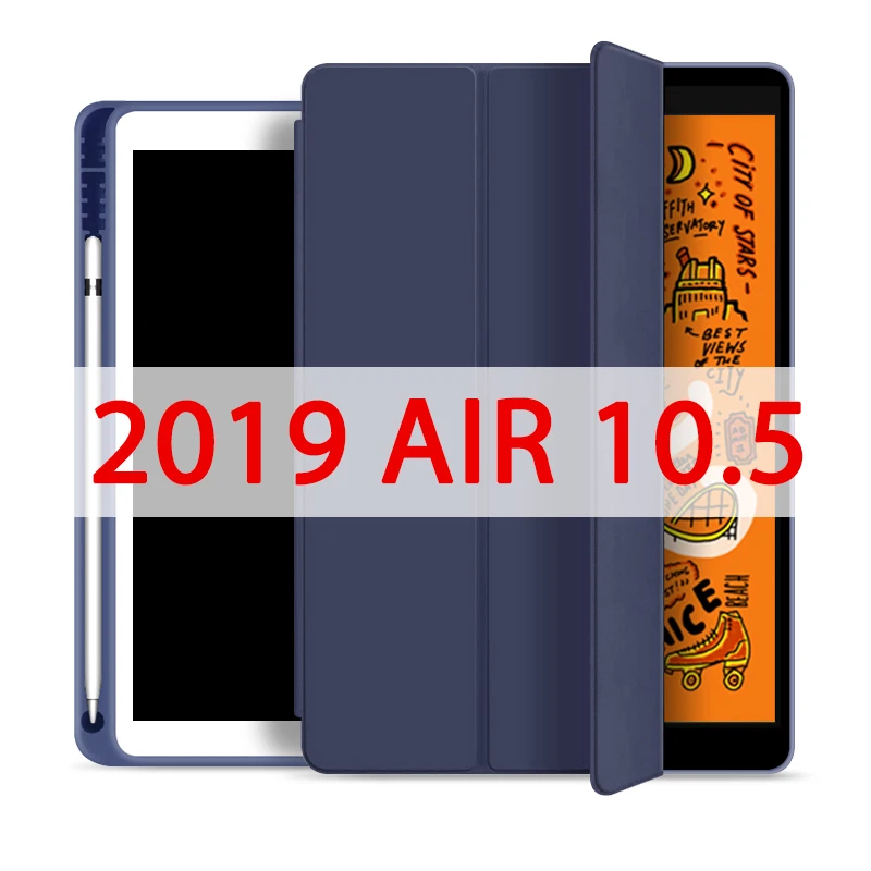Dark blue 10.5 Чехол для Ipad чехол для Ipad Air 10,5 дюймов / Новинка с держателем для карандашей кожаный чехол для IPad MINI 5 Чехол Pro 11 - Цвет: Dark blue 10.5