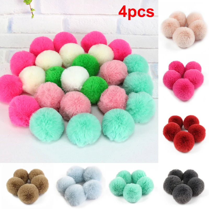 

4pcs/set 5cm Faux Fox Pom Pom Ball Ball Pom Accessory For Keychain Beanie Xmas DIY Key Ring