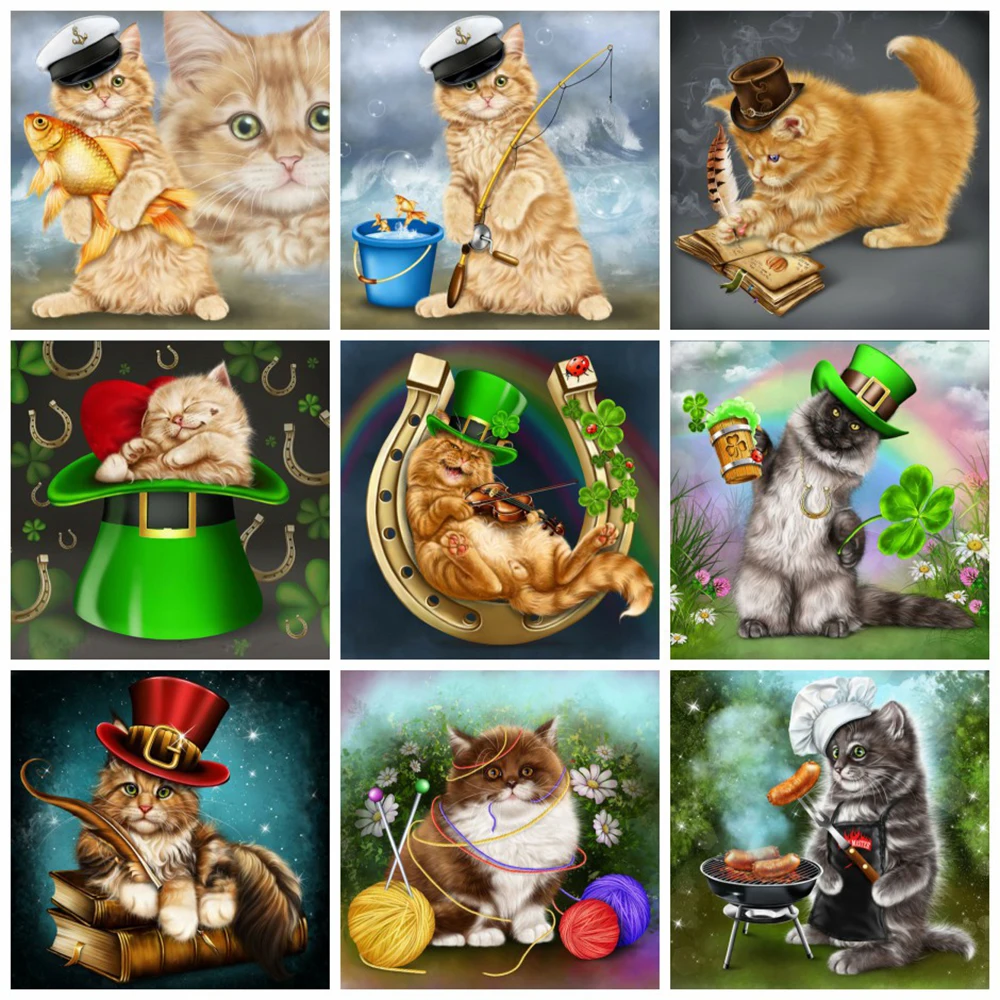 

Алмазная живопись MomoArt 5D "сделай сам", вышивка крестиком, Алмазная мозаика, квадратная дрель, бусина "Кошка", вышивка на стену художественное ...