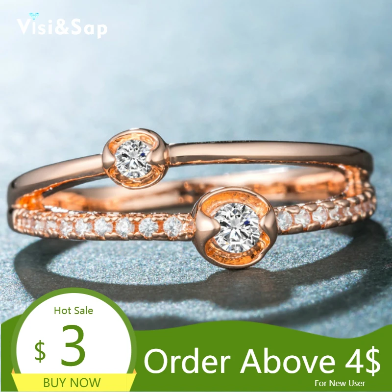 Женское кольцо с фианитом Visisap креативное для влюбленных близнецами цвета