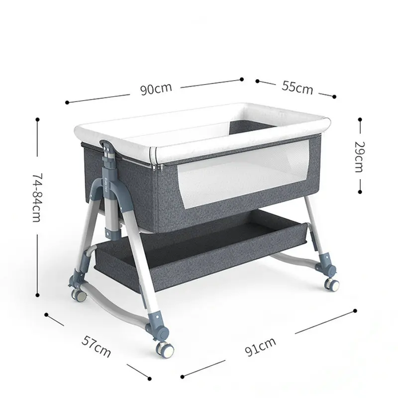 Multifunctional Crib Can Stitching Big Bed, Newborn Baby Cradle Shaker, Convenient Portable BB Cot